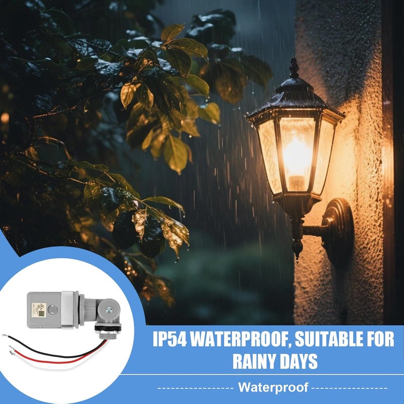 BTFO 3 Pcs Photocell Sensors for Outdoor Lights, 120VAC Dusk to Dawn IP54 Waterproof Photoelectric Switch with Rotating Base Photo Cell Sensor for Courtyards Parking Lots Streets Lightening - Image 3